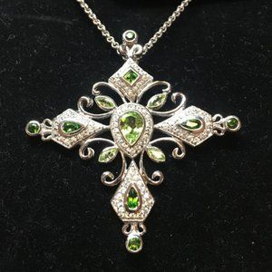 Vintage 925 Silver Peridot Chuck Clemency Cross